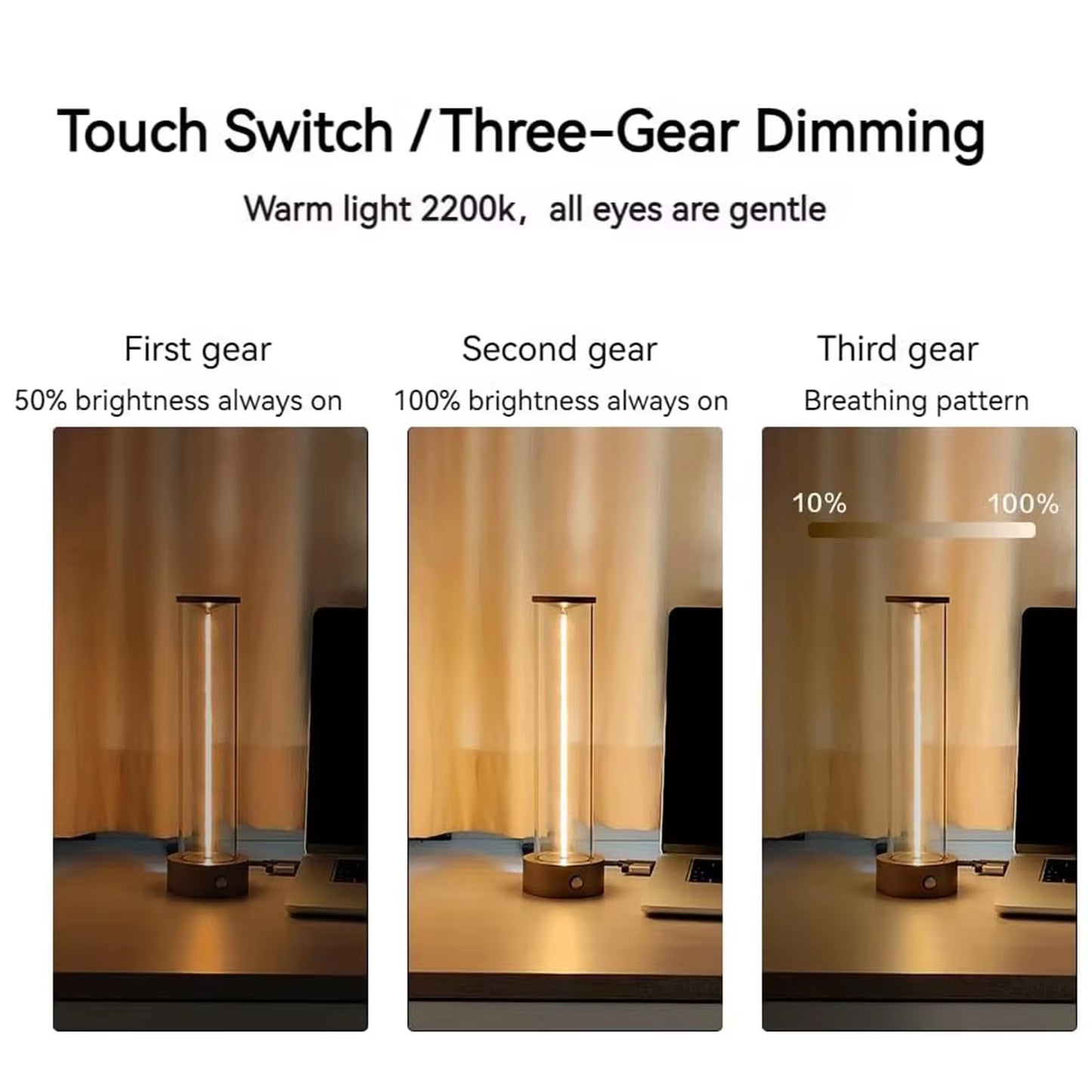 Rechargeable Cordless Portable LED Table Lamp with Magnetic Base, Touch Sensor & 3-Level Dimming - Ideal for Bedroom Lighting