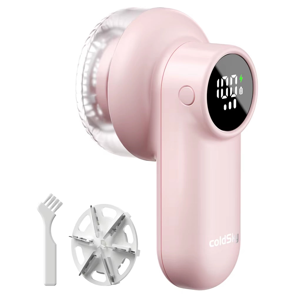 Coldsky Rechargeable Lint Shaver with Digital Display Fabric Shaver Sweater Shaver 3-Speeds with 6-Leaf Blades for Clothes Sofa