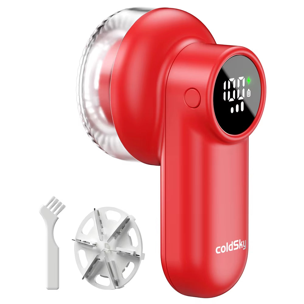 Coldsky Rechargeable Lint Shaver with Digital Display Fabric Shaver Sweater Shaver 3-Speeds with 6-Leaf Blades for Clothes Sofa