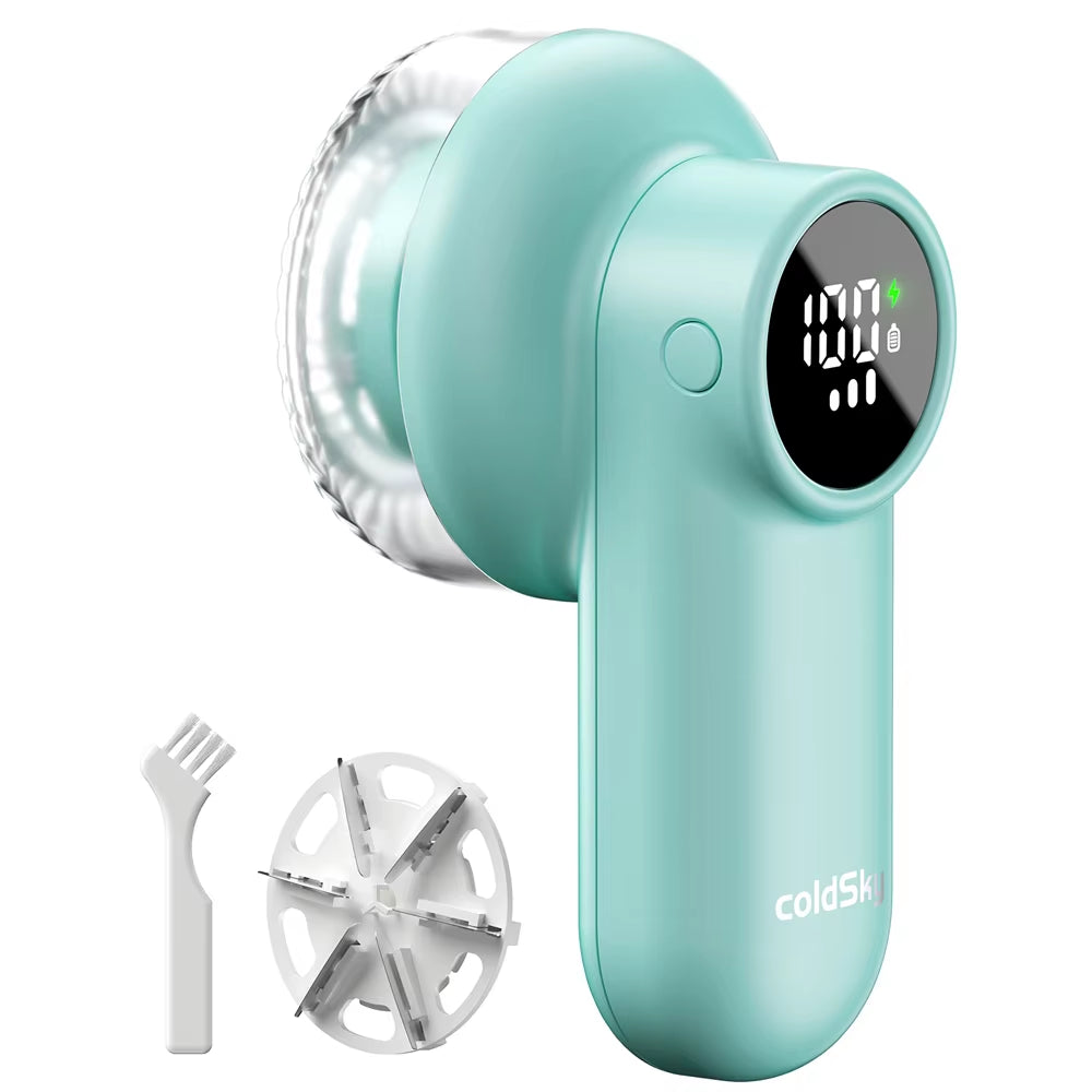 Coldsky Rechargeable Lint Shaver with Digital Display Fabric Shaver Sweater Shaver 3-Speeds with 6-Leaf Blades for Clothes Sofa