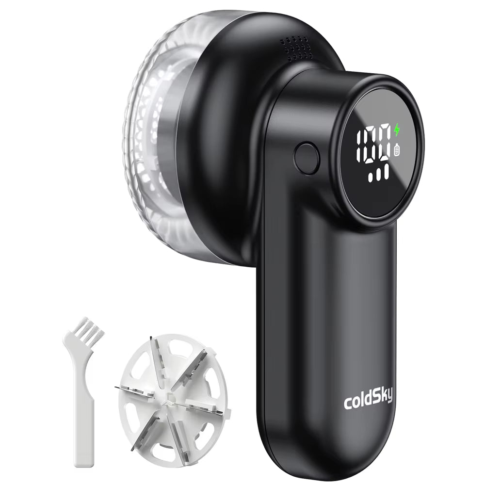Coldsky Rechargeable Lint Shaver with Digital Display Fabric Shaver Sweater Shaver 3-Speeds with 6-Leaf Blades for Clothes Sofa