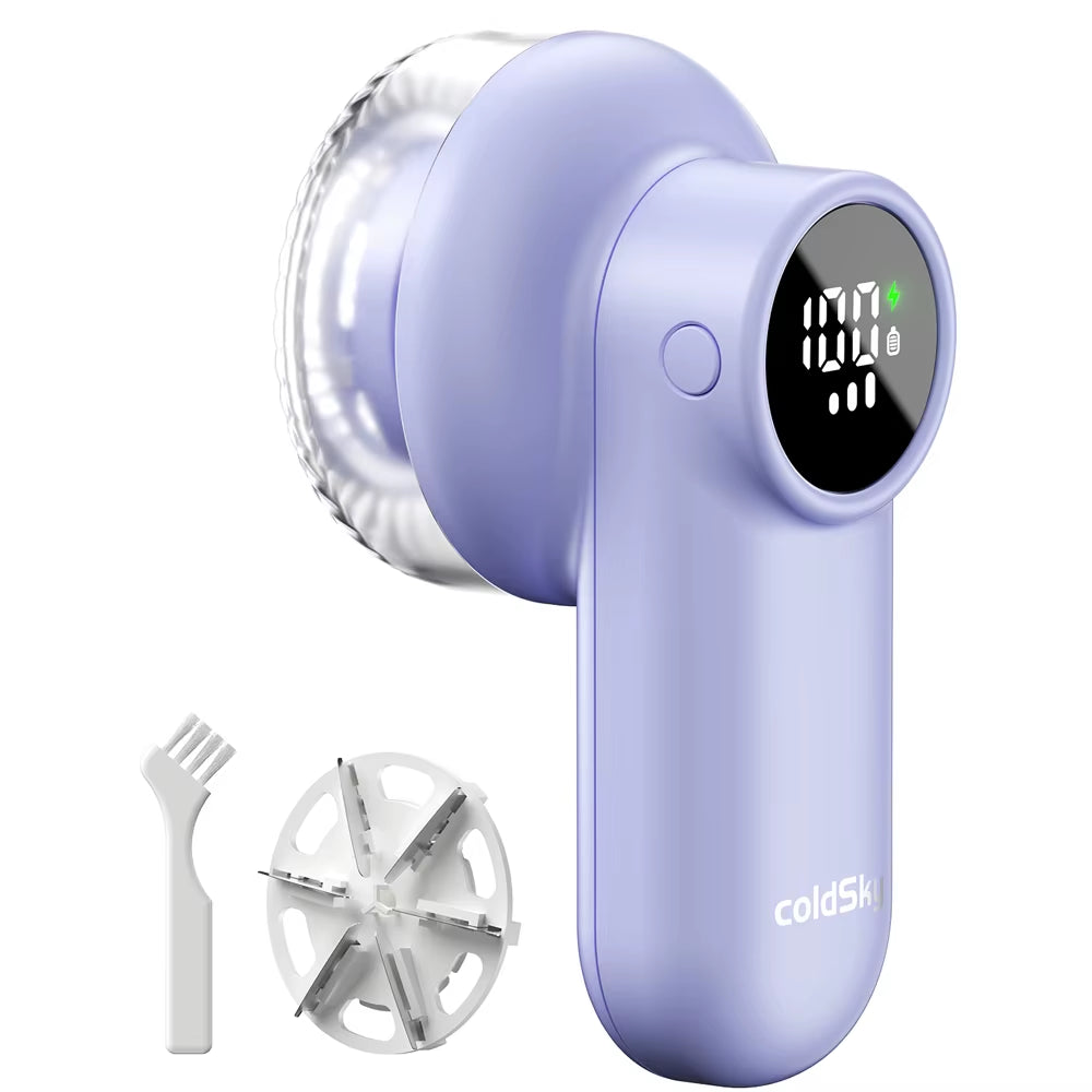 Coldsky Rechargeable Lint Shaver with Digital Display Fabric Shaver Sweater Shaver 3-Speeds with 6-Leaf Blades for Clothes Sofa